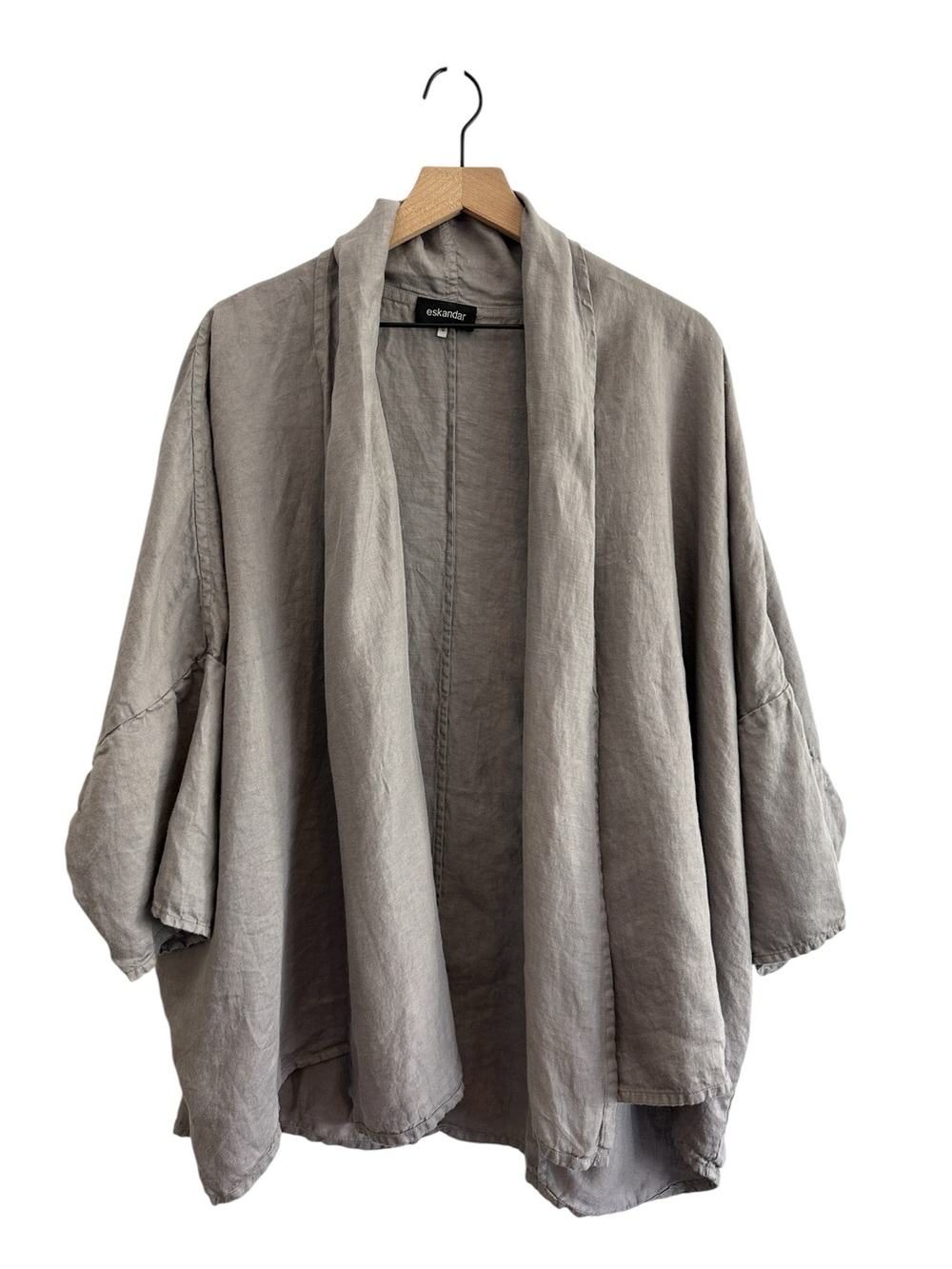 eskandar open front cardigan jacket Med Gray 100% linen oversized Lagenlook